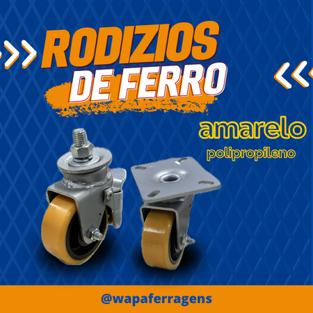 Rodizio de ferro com polipropileno (amarelo)